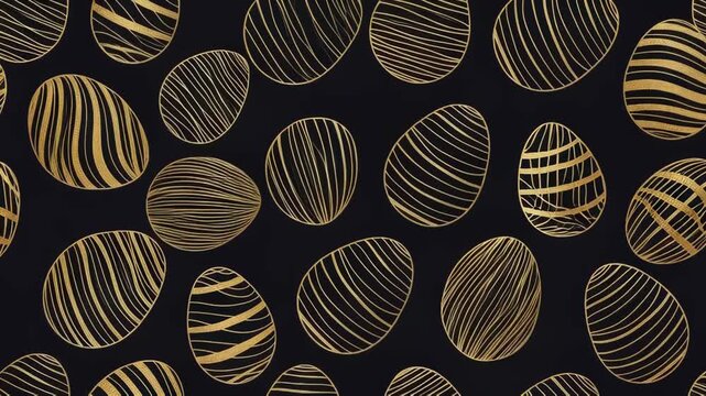 Hypnotic gold striped oval patterns on dark background with seamless animation