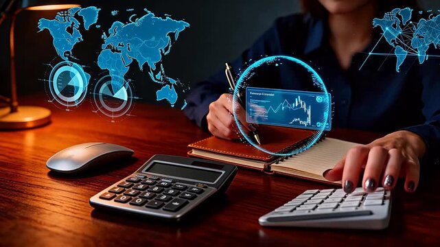 Businesswoman working with digital data
