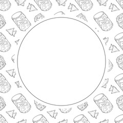 hand drawn chips circle frame background