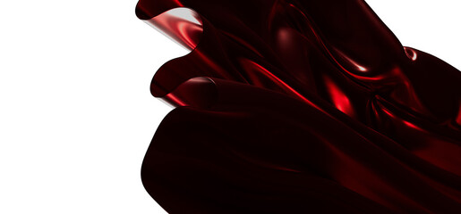 Dramatic abstract of flowing red satin fabric against a clean white backdrop. Perfect for textures,...