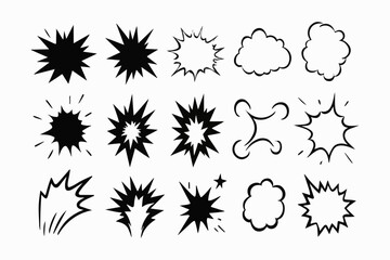 Comic Explosion Burst Shapes Vector Set Starburst Boom Blast Impact Effects Collection © AKASH