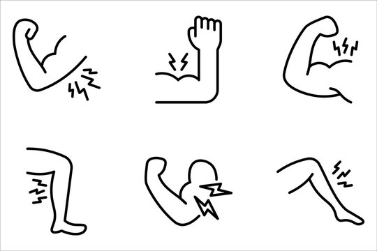 Muscle pain icon set. Muscular pain flower on white background