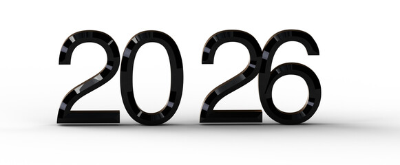 Stylish 2026 text isolated on white background, perfect for new year greetings, future concepts, and business visuals. I © vegefox.com