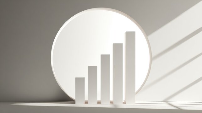 MRR Growth Concept Shows Vertical Bars Rising in a Circular Frame With a Minimal Environment Designed for B2B Applications