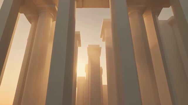 Ancient Columns at Sunset Timelapse.