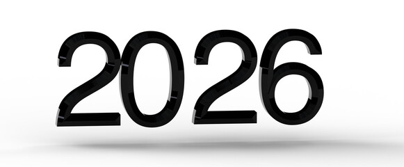 Bold black 2026 year graphic, perfect for new year greetings, futuristic concepts, and representing future dates in a cl © vegefox.com