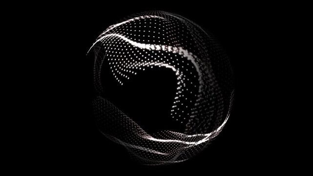 turning dotted and transparent sphere isolated on transparent background with alpha channel, motion design texture template overlay for technology topics, 3d animation