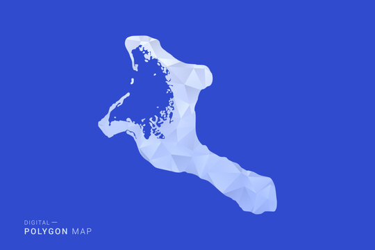 Kiribati Map - Polygon Style Vector Illustration in Blue and White Gradient, Low Poly Geometric Design, Isolated on Solid Background for Infographics and Digital Use.