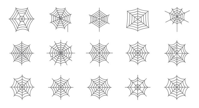 Collection of Spider Web Icons - Various Shapes and Sizes