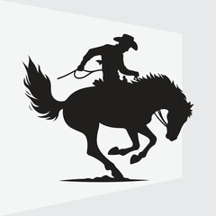silhouette of a cowboy riding bucking body. Silhouette vector design