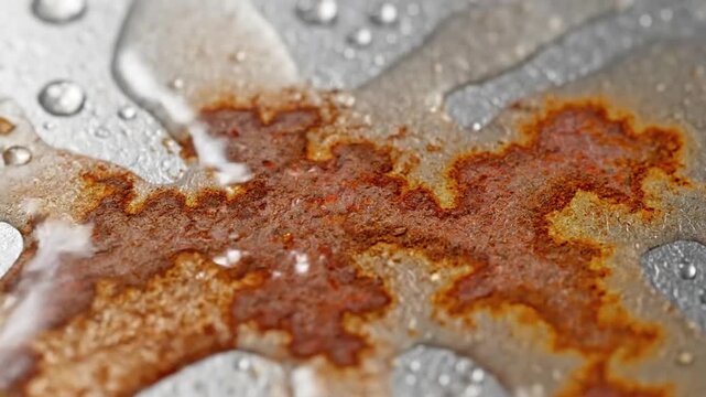 Accelerated Patina Formation Show the rapid, mesmerizing development of rust and patina on metal due to constant water exposure in a time-lapse.