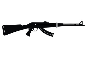 rifle silhouette line art vector illustration © kanchanrani