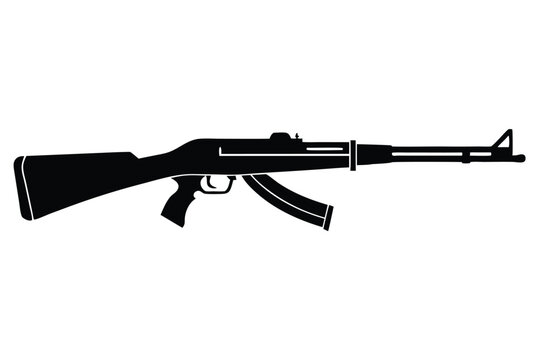rifle silhouette line art vector illustration
