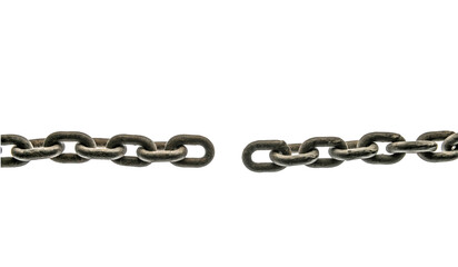 Obraz premium Dicke Eisenkette mit zerbrochenen Gliedern isoliert