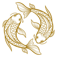 Gold koi fish swimming in circle gold fish yin yang © MST SABLRON