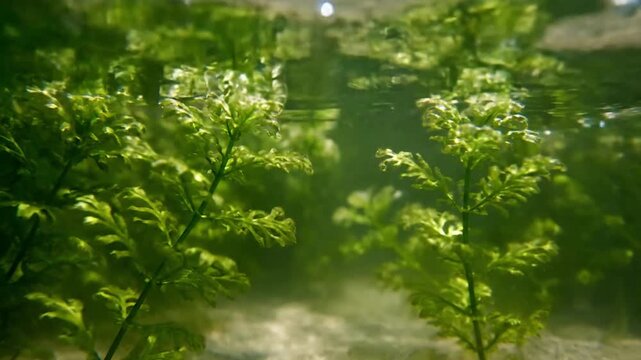 Nature's Light Show Highlighting the mesmerizing, abstract caustic patterns created by sunlight filtering through a gently rippling water surface.
