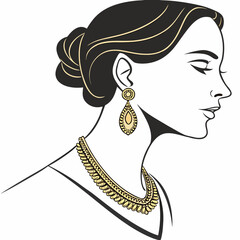 Gold jewelry woman profile portrait with dark hair © MST SABLRON