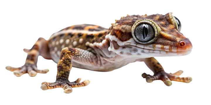 Cute baby leaf-tailed gecko standing on transparent background isolated on transparent background