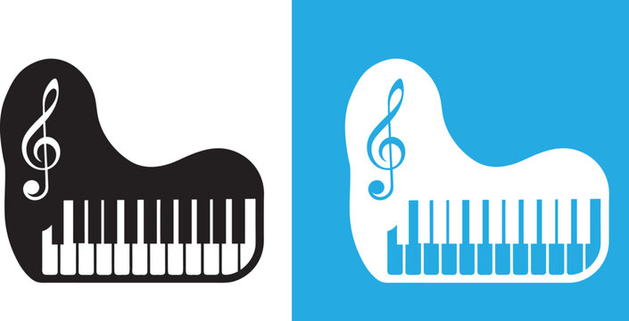 piano grand piano keyboard Silhouette Icon Vector Illustration, Music vector Music line act