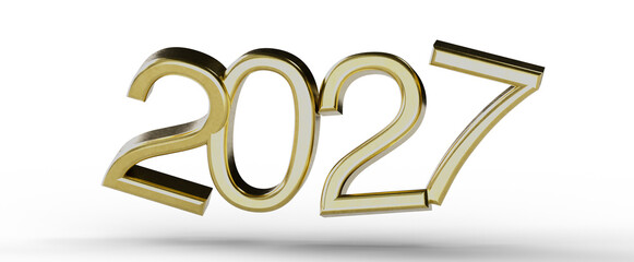 Stylish gold 2027 design for New Year. Perfect for celebrations, greetings, and festive occasions. High-quality backgrou © vegefox.com