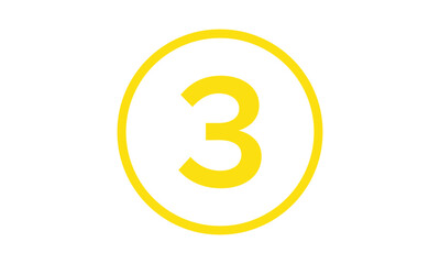 Obraz premium abstract bullet point number 3 on yellow outline circle design.
