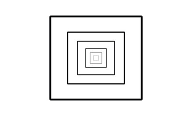 Simple black and white graphic featuring multiple nested squares creating a visually appealing geometric pattern design