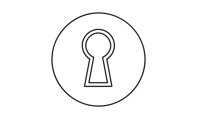 Simple line art illustration of keyhole symbol on plain white background representing security and access control concepts effectively