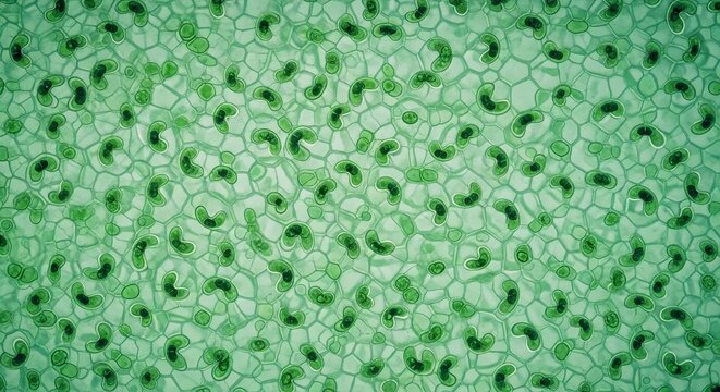 Pleurococcus algae cells under the microscope
