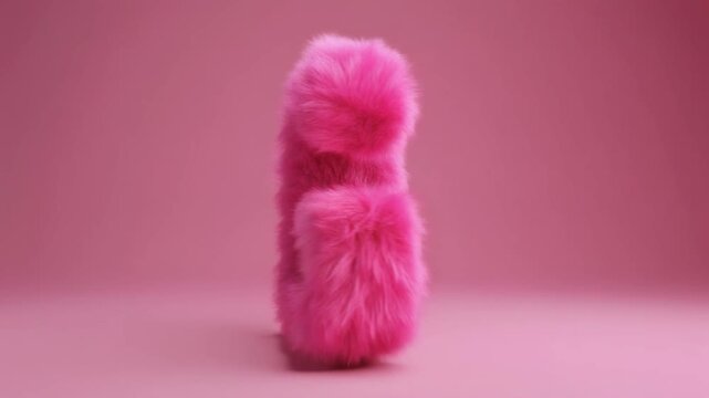 Fluffy pink letter g standing on a pink surface, creating a visually appealing and playful composition, perfect for design projects and creative endeavors