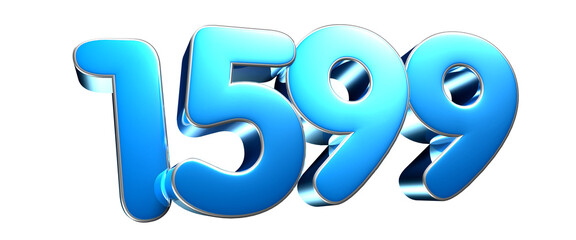 Blue number 1599 3d illustration sign . Advertising signs. Product design. Product sales