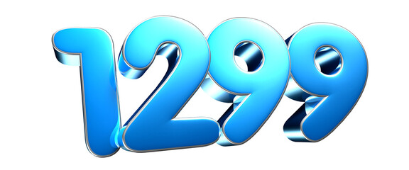 Blue number 1299 3d illustration sign . Advertising signs. Product design. Product sales