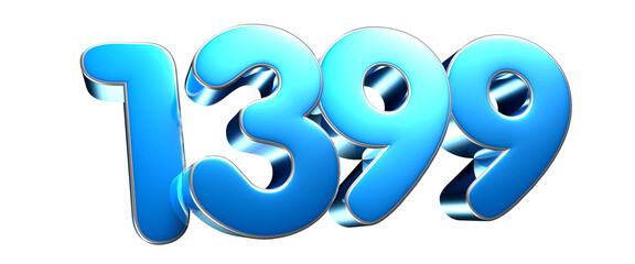 Blue number 1399 3d illustration sign . Advertising signs. Product design. Product sales