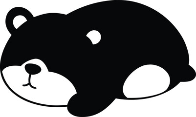 Fototapeta premium black sleeping bear cartoon character flat vector art