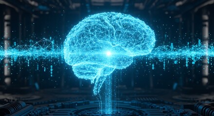 Fototapeta premium Futuristic Artificial Intelligence Brain Processing Big Data