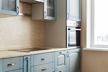 Modern kitchen interior with cabinets