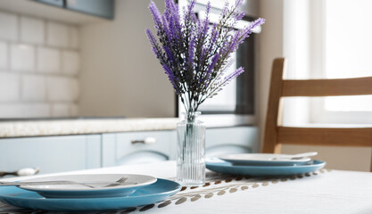 Dining table setting close up