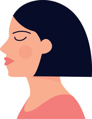 Modern Flat Female Profile Portrait – Minimalist Woman Side View Vector Illustration. © Pixel Corner
