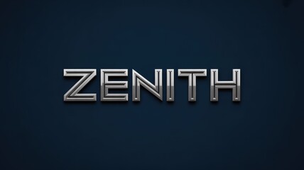 The word "ZENITH" is boldly displayed in sleek, metallic silver letters against a deep, dark blue background.