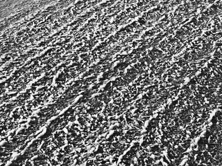 Black and white frozen dirt on winter road texture background