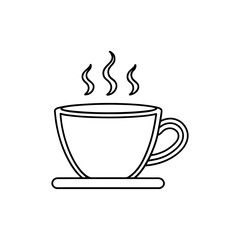 Obraz premium Steaming hot beverage in a simple cup and saucer, perfect for relaxation or a refreshing break