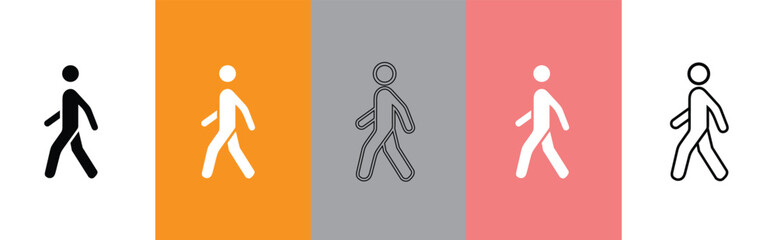 Walking People Vector Icon Set in Multiple Styles © Khairul
