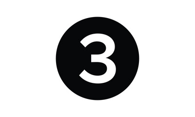 Obraz premium abstract bullet point number 3 on black circle design.