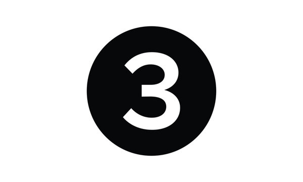 abstract bullet point number 3 on black circle design.