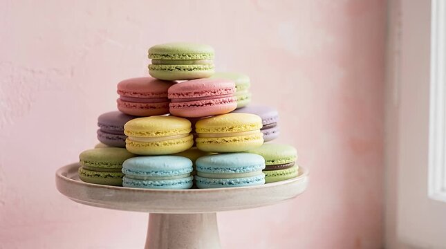 Pastel macaron tower dessert assortment french cookies treat colorful sweet baking joy macarons, pastel.