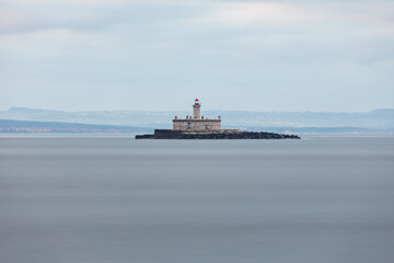 Lighthouse Tejo River Near Lisbon
