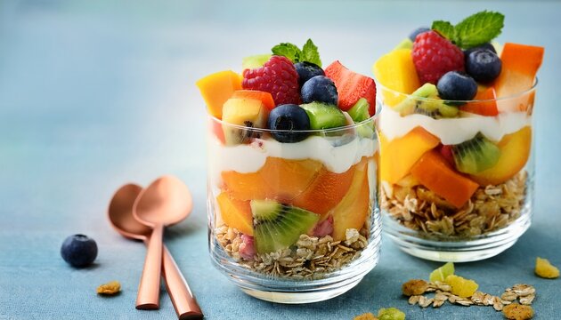 colorful fruit and granola parfait