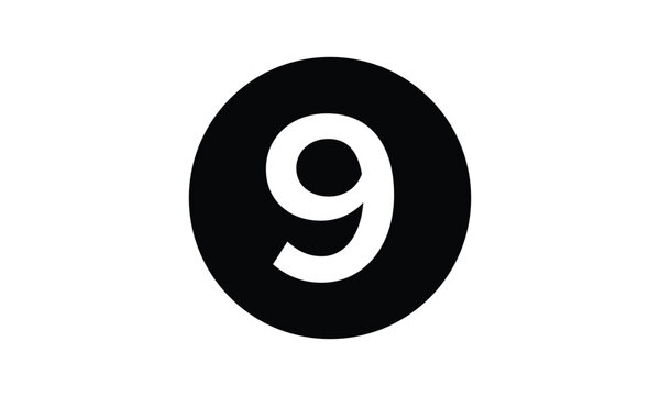 abstract bullet point number 9 on black circle design.