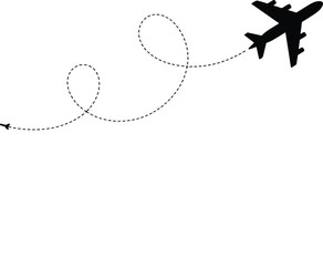 Airplane Route Map Vector Illustration  Flying Plane with Dotted Travel Path