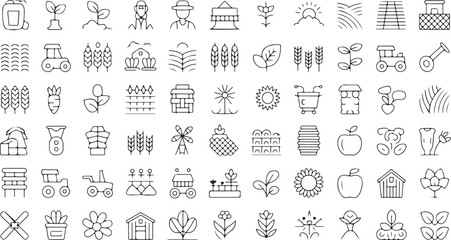 agriculture icon collection line symbols farm nature vector icons © AIcon Star