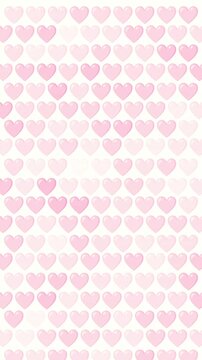 Vertical Video Random Flash Seamless Pattern of Cute Pink Hearts on White Background for Wedding Valentine Day and Romantic Design